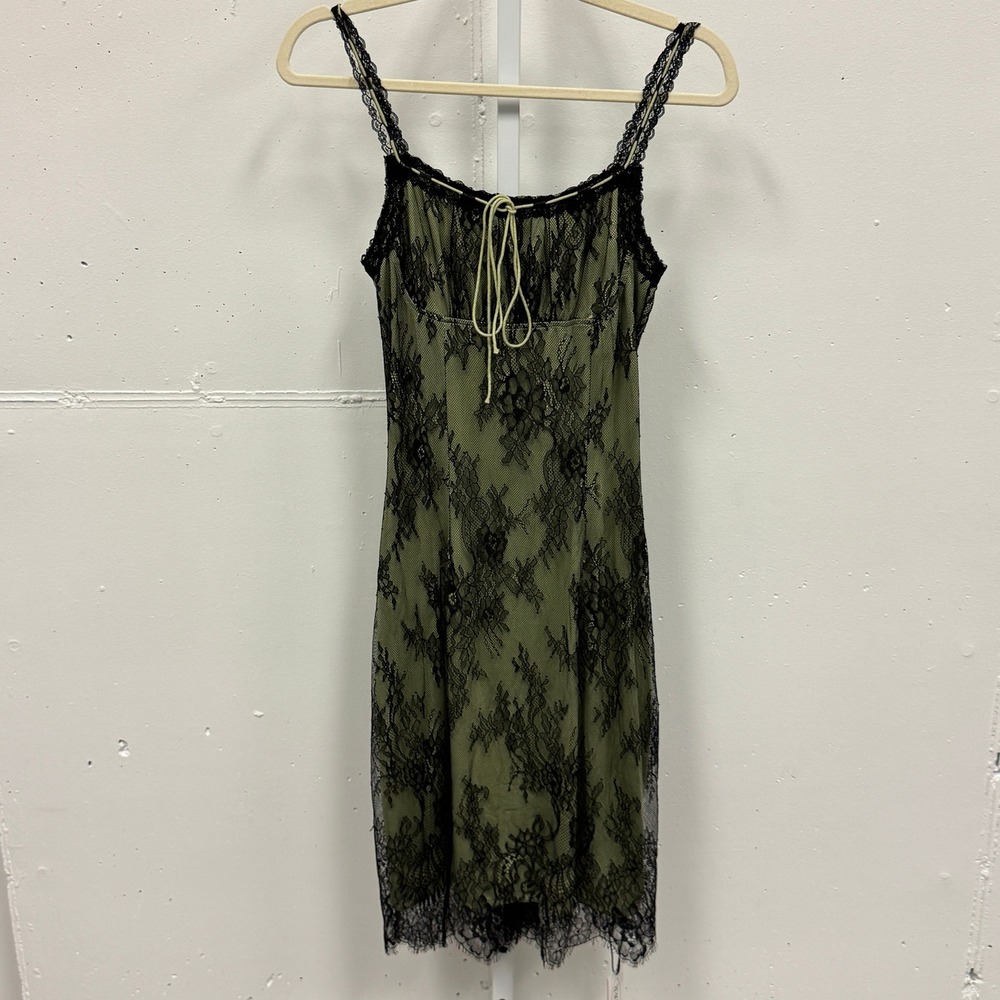 NWT Cider Women's‎ Lace Cami Midi Dress Green Black S Vintage Inspired